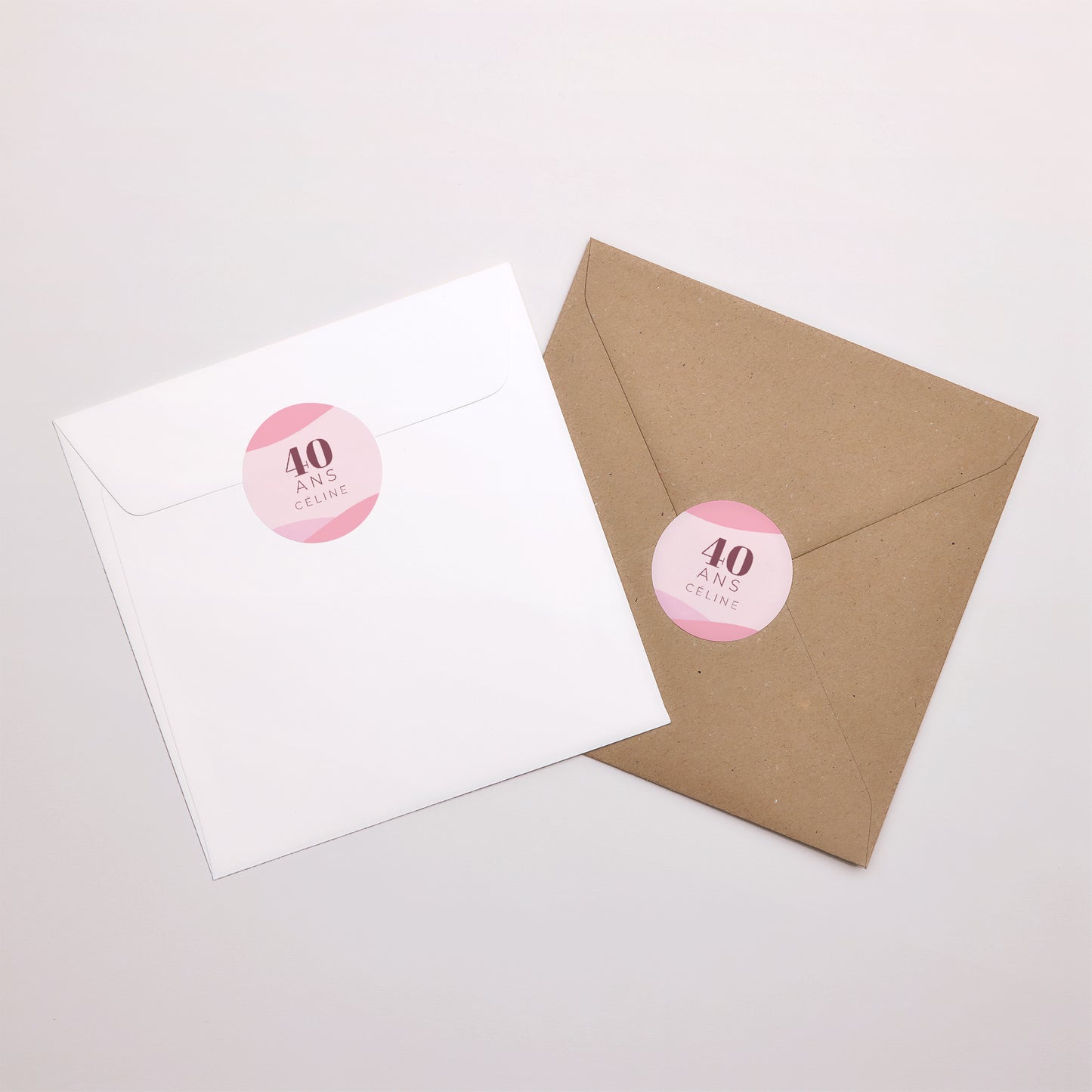 Sticker Anniversaire Adulte Rond 40 ans, Camaïeu rose photo N° 3