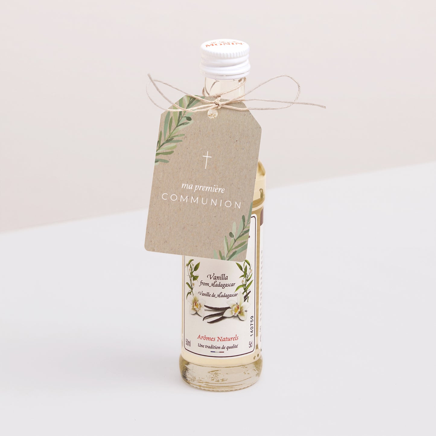 Etiquette perforée Communion Fanion Couronne Effet Kraft photo N° 3