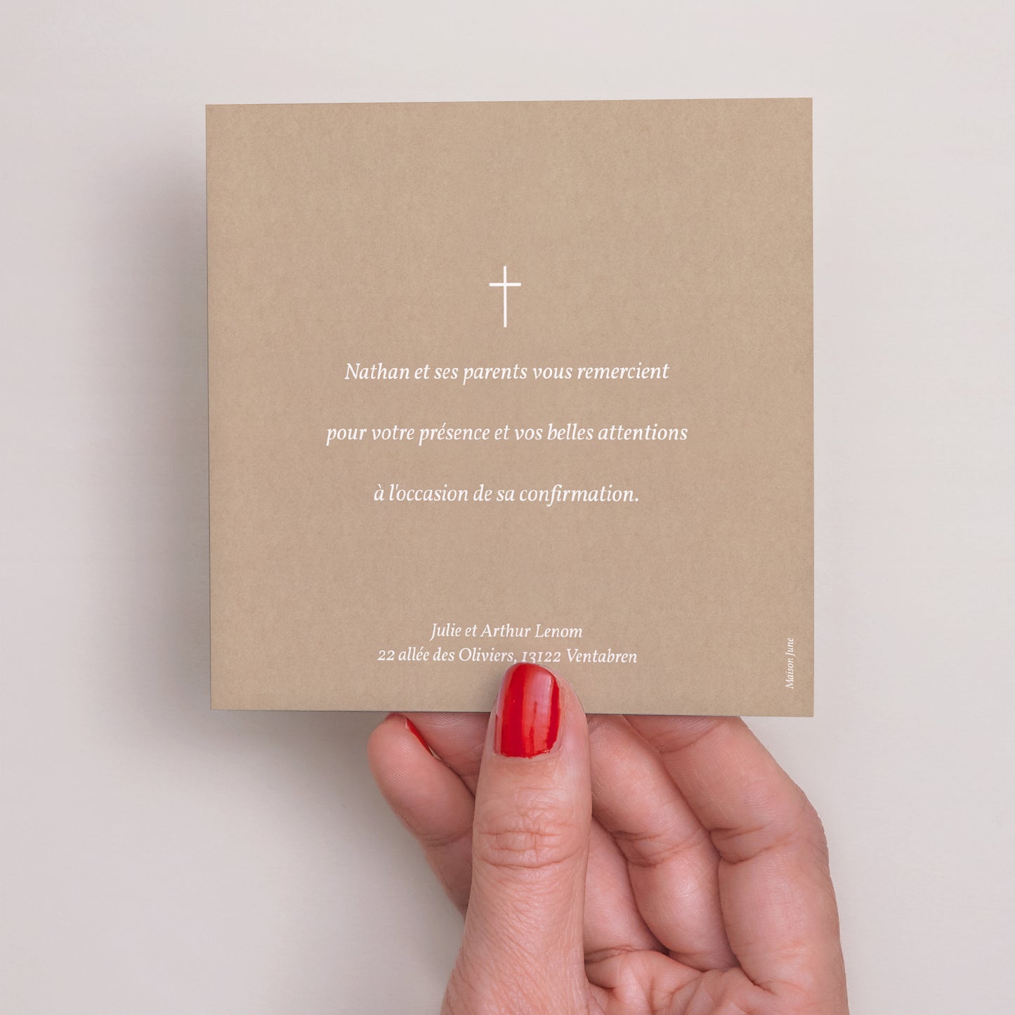 Remerciements Confirmation Carré Brin olivier kraft photo N° 3
