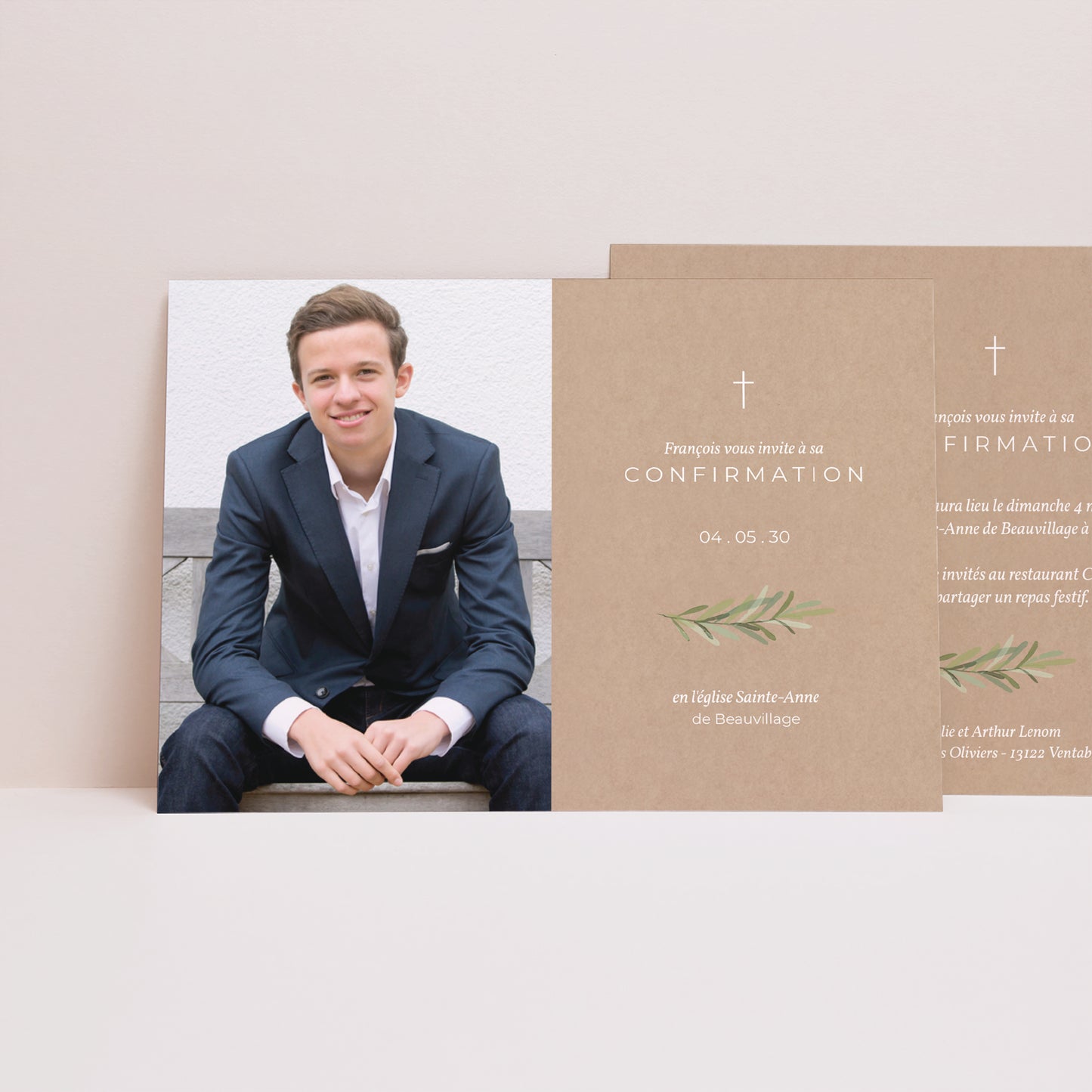 Faire-part Confirmation Paysage brin olivier kraft photo N° 1