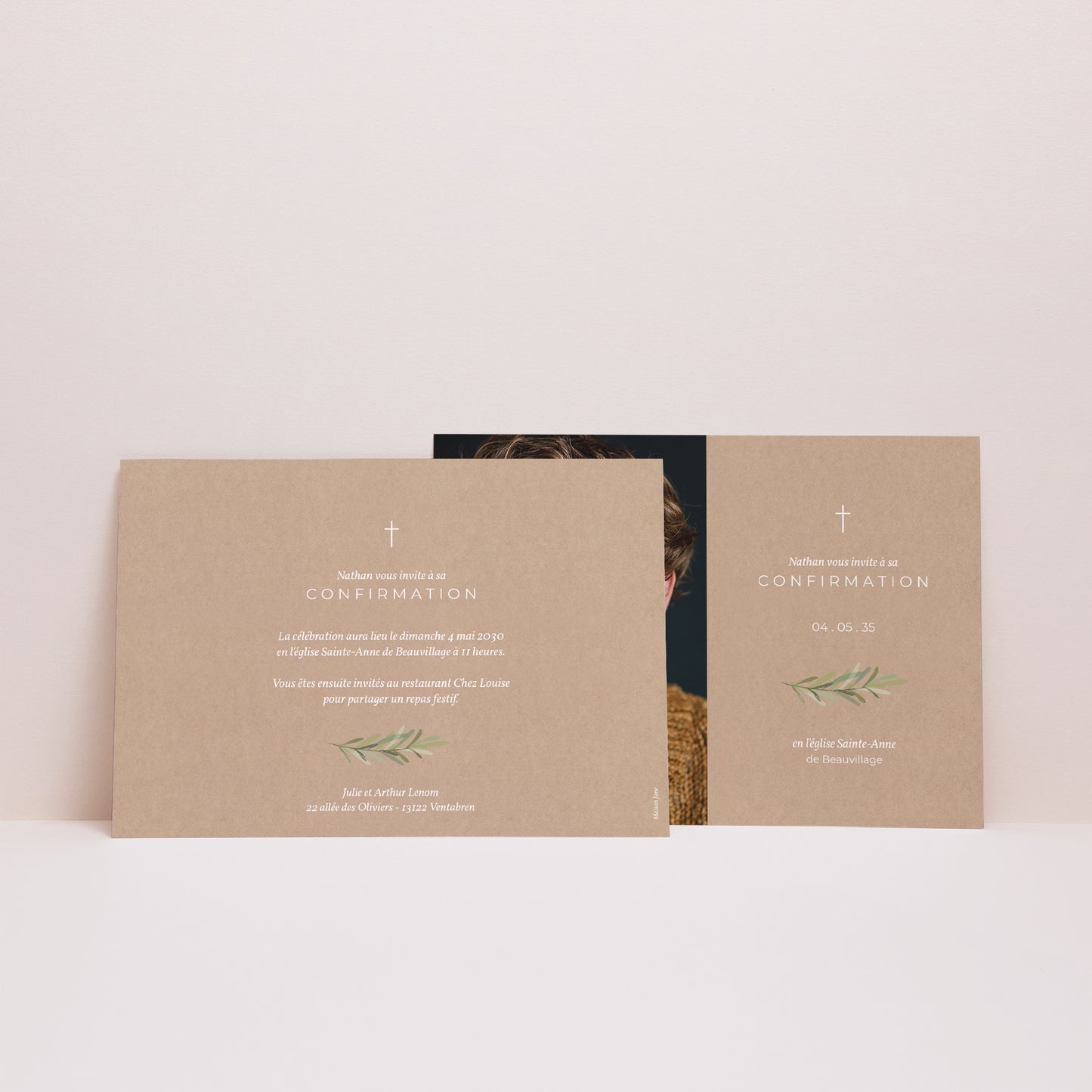 Faire-part Confirmation Paysage Brin olivier kraft photo N° 3