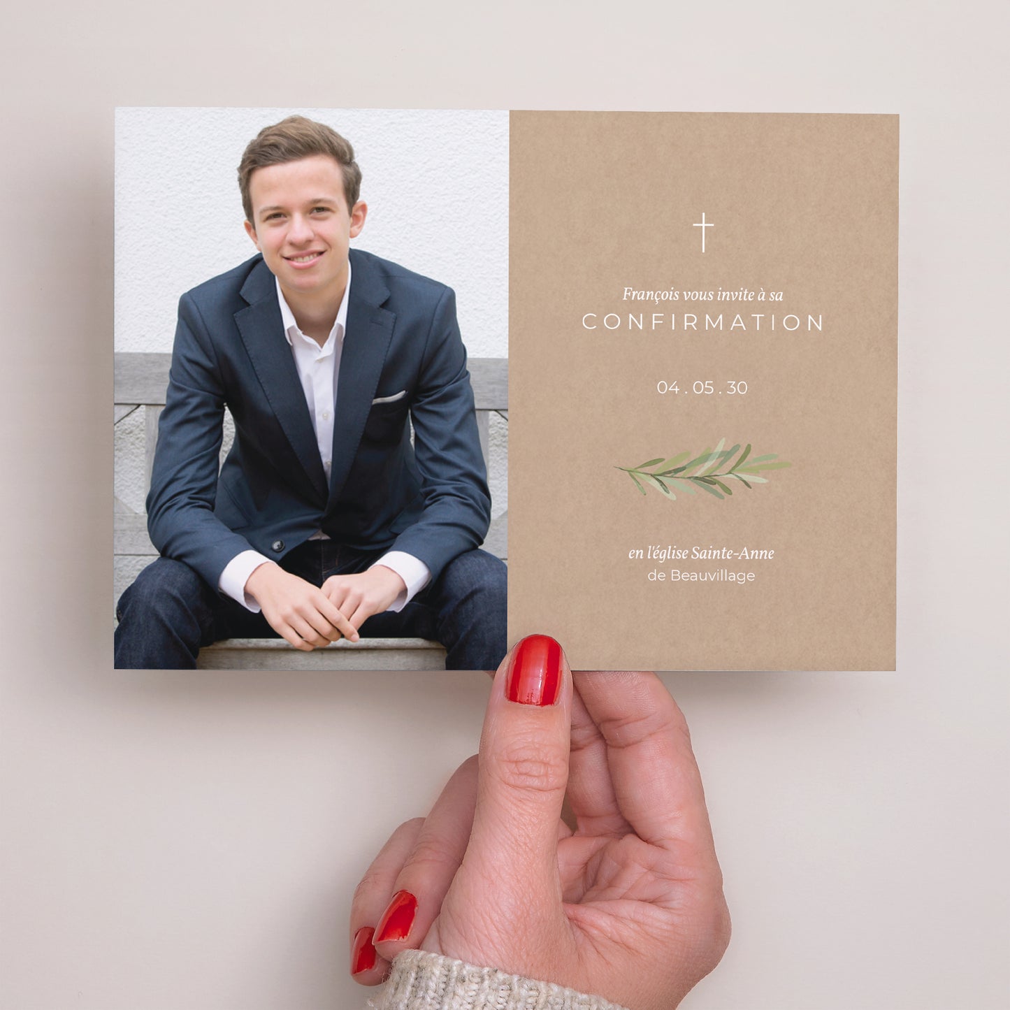 Faire-part Confirmation Paysage brin olivier kraft photo N° 3