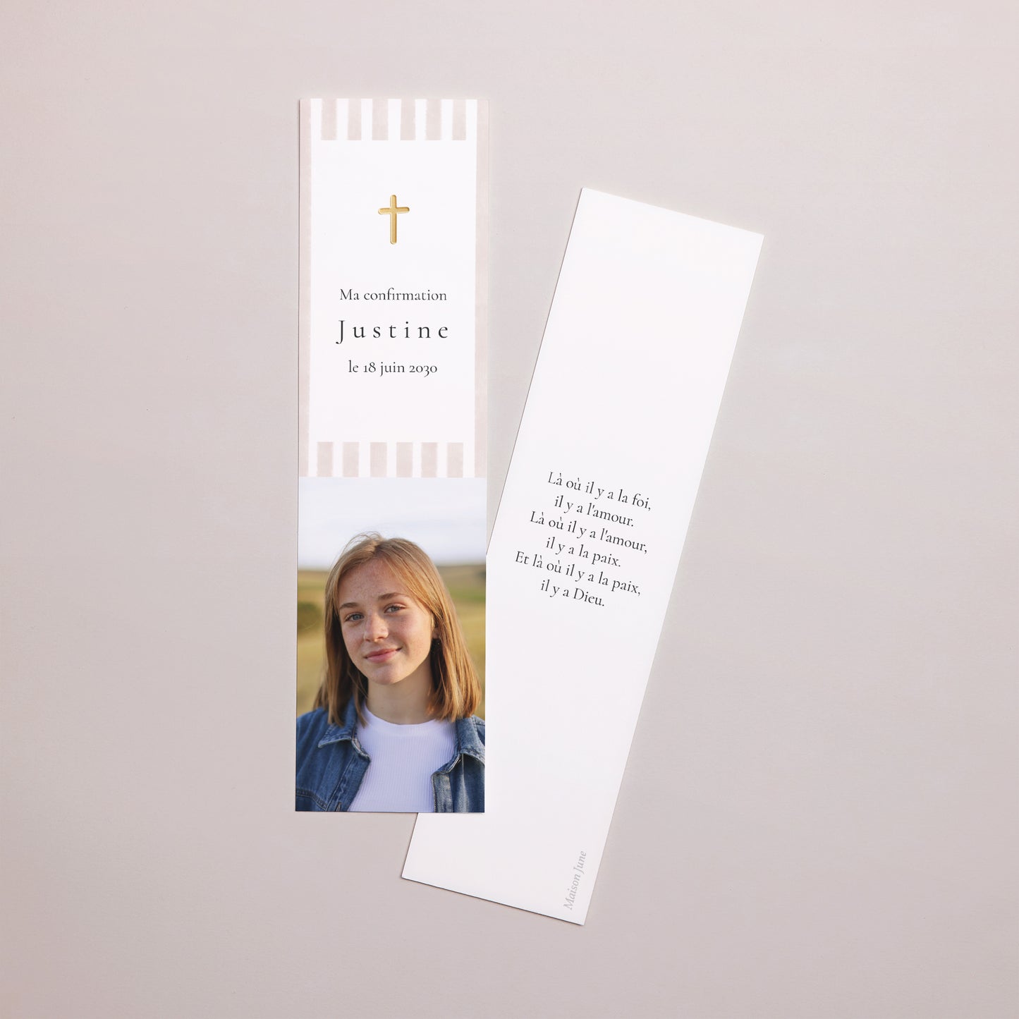 Marque-page Confirmation Marque-page Rayures et croix photo N° 1