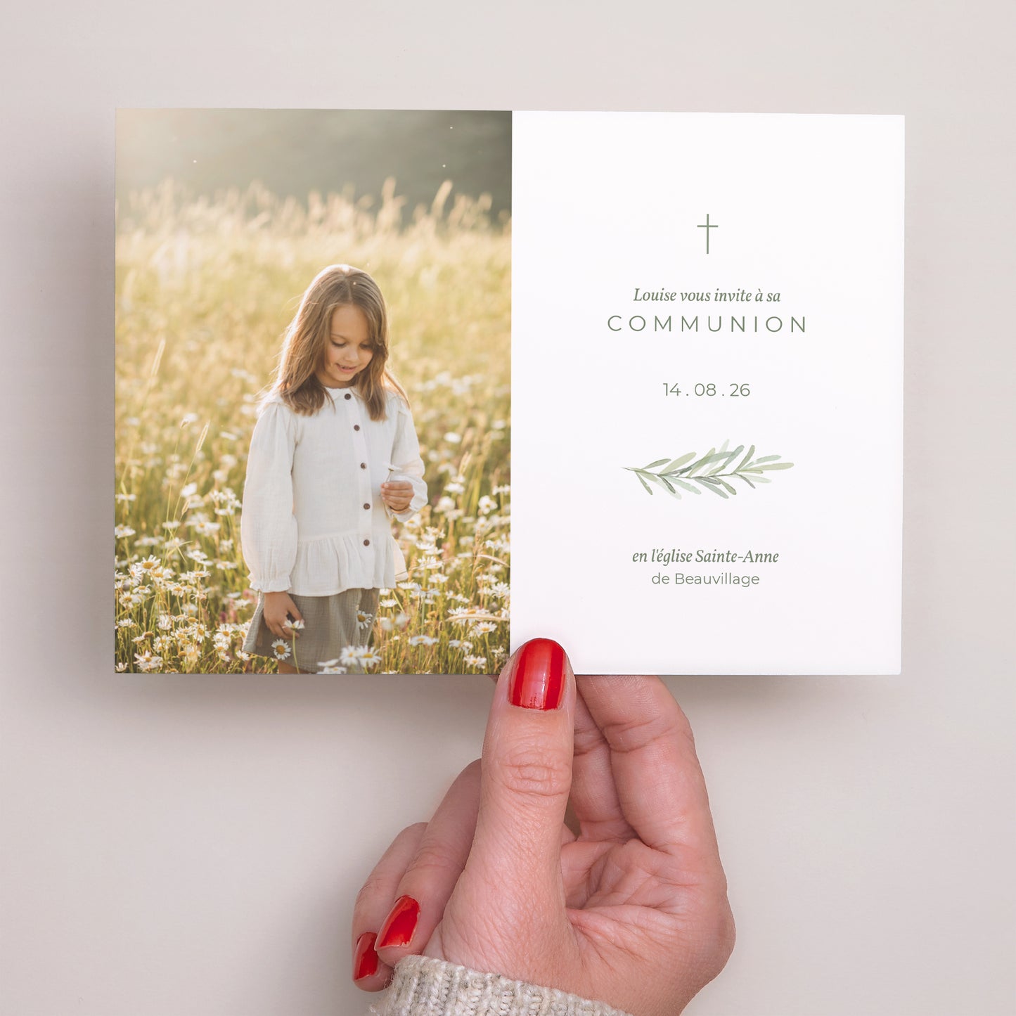 Faire-part Communion Paysage Brin d'Olivier photo N° 3