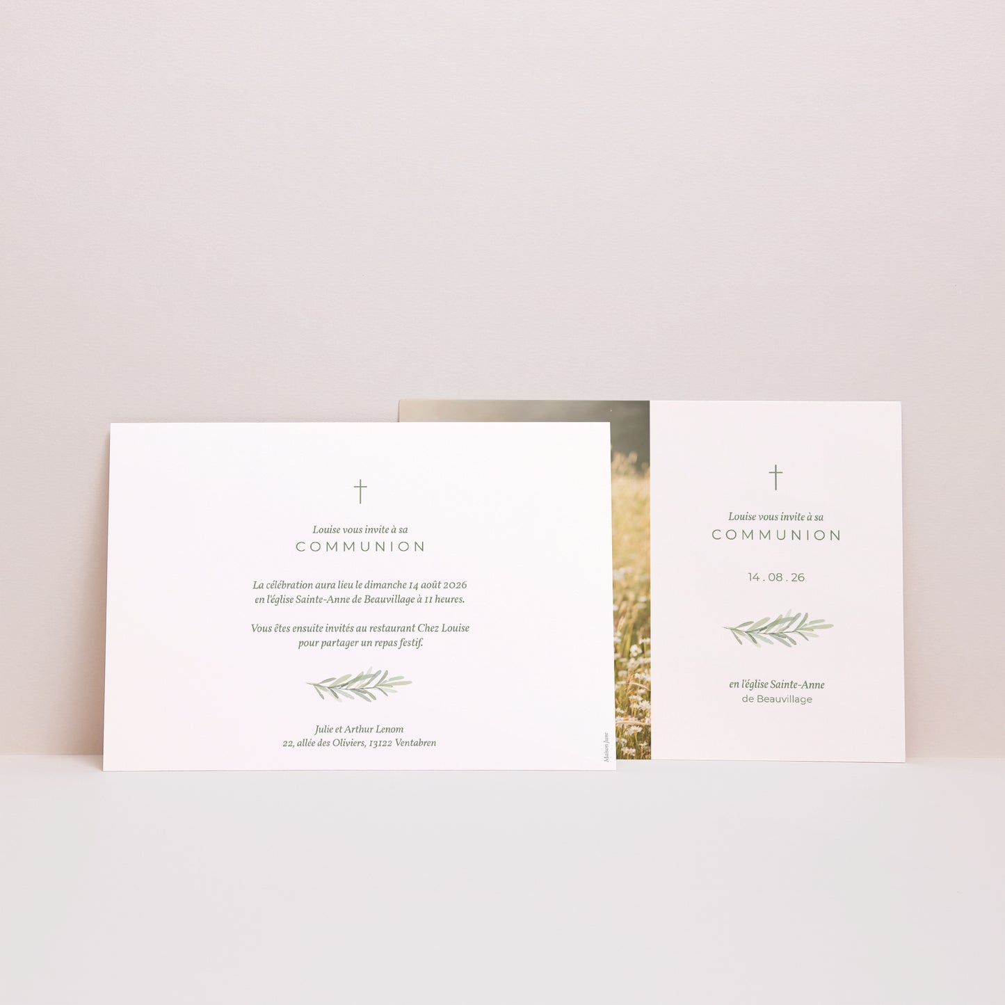 Faire-part Communion Paysage Brin d'Olivier photo N° 3