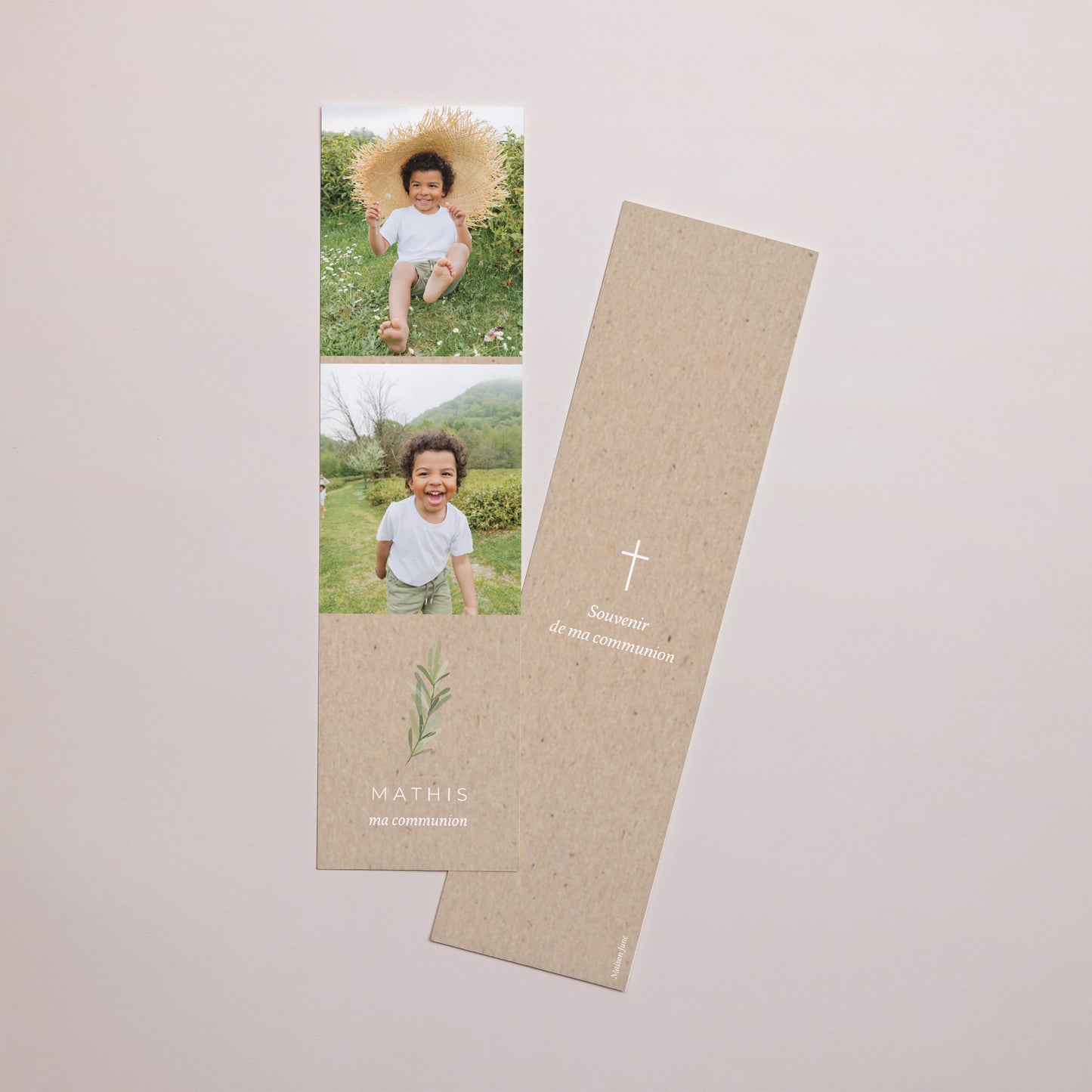 Marque-page Communion Marque-page Imitation Kraft & Brin d'olivier photo N° 1