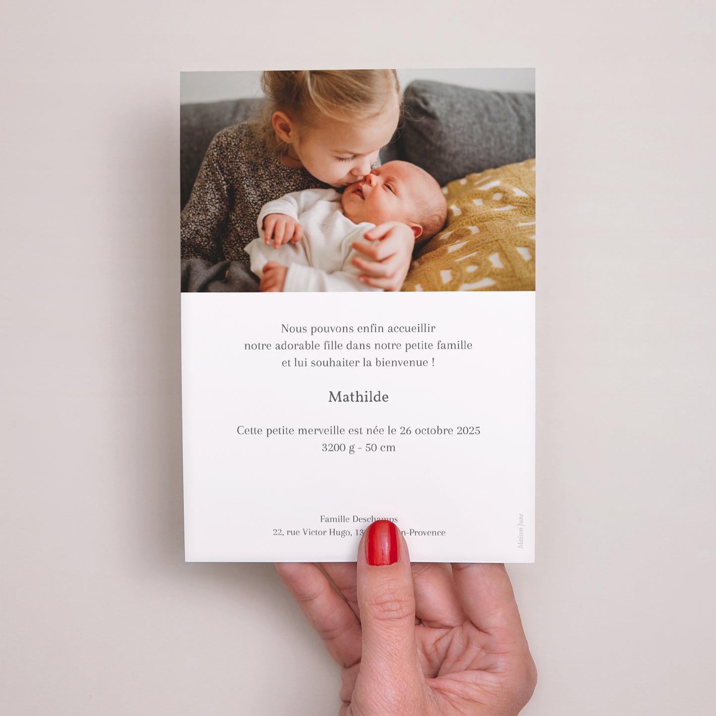 Faire-part Naissance Portrait Vue du jardin photo N° 3