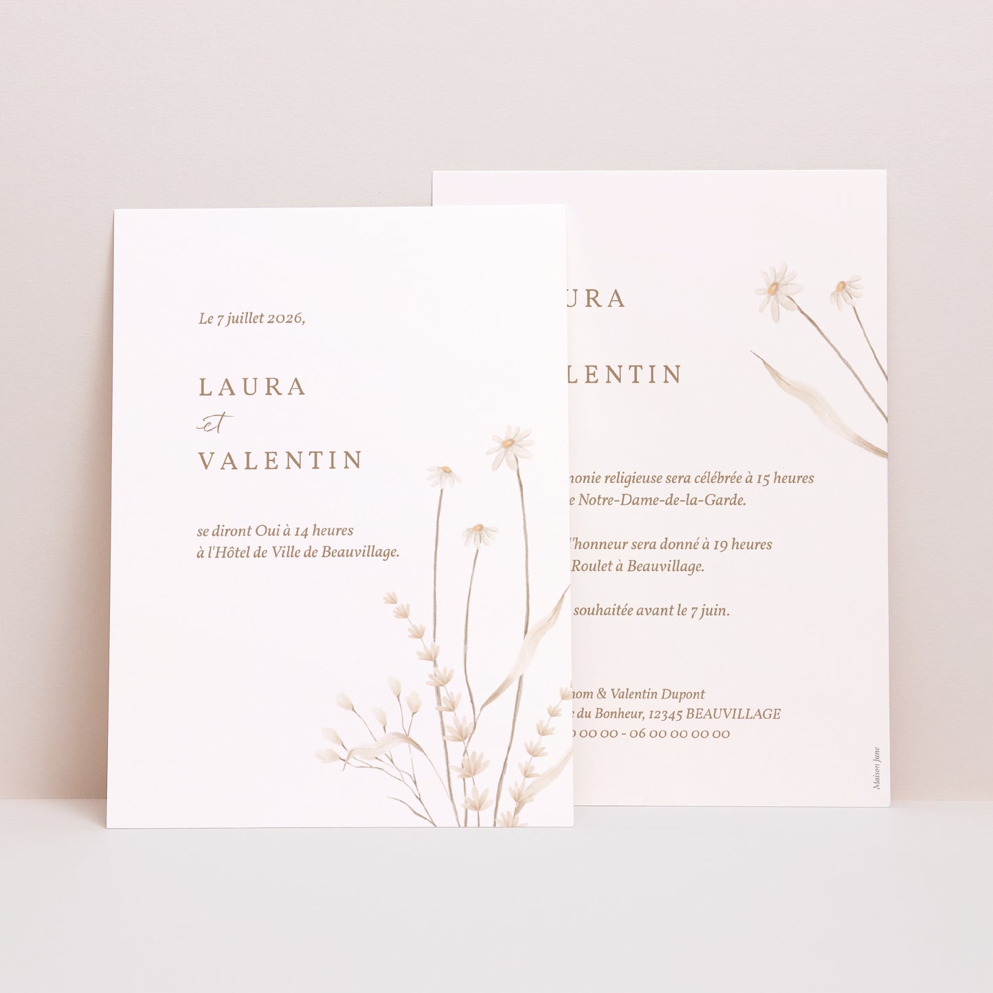 Faire-part Mariage Portrait Fleurs sauvages photo N° 1
