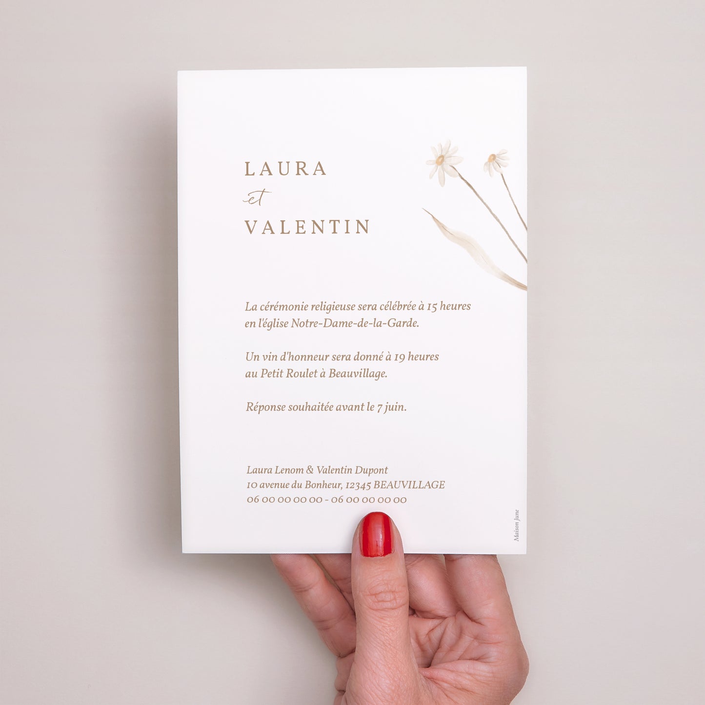 Faire-part Mariage Portrait Fleurs sauvages photo N° 3