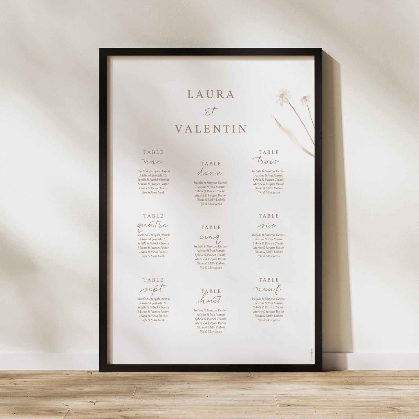 Plan de table Mariage Portrait Fleurs sauvages photo N° 1