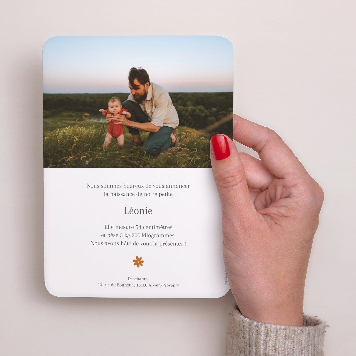 Faire-part Naissance Portrait, bords arrondis Le berceau de la nature photo N° 3