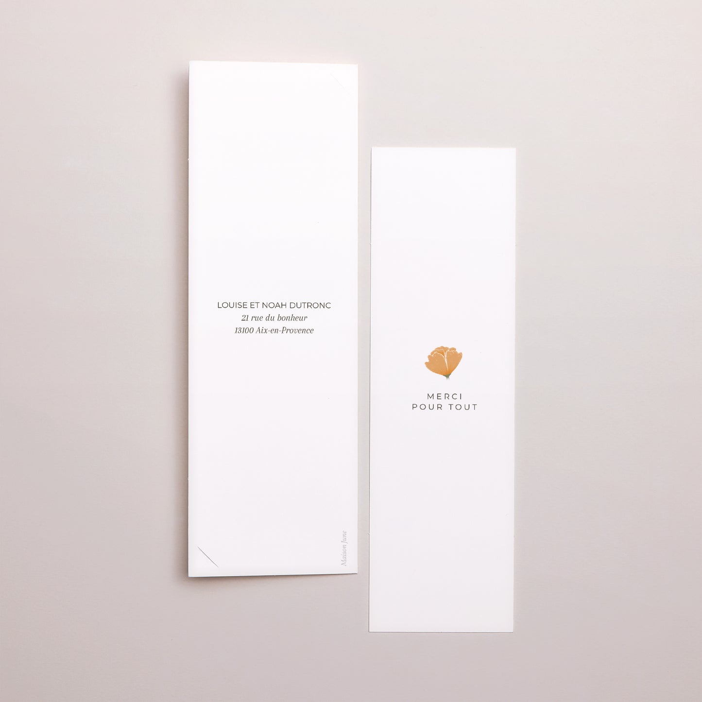 Remerciements Mariage Marque-page photo Bouquet champêtre photo N° 3