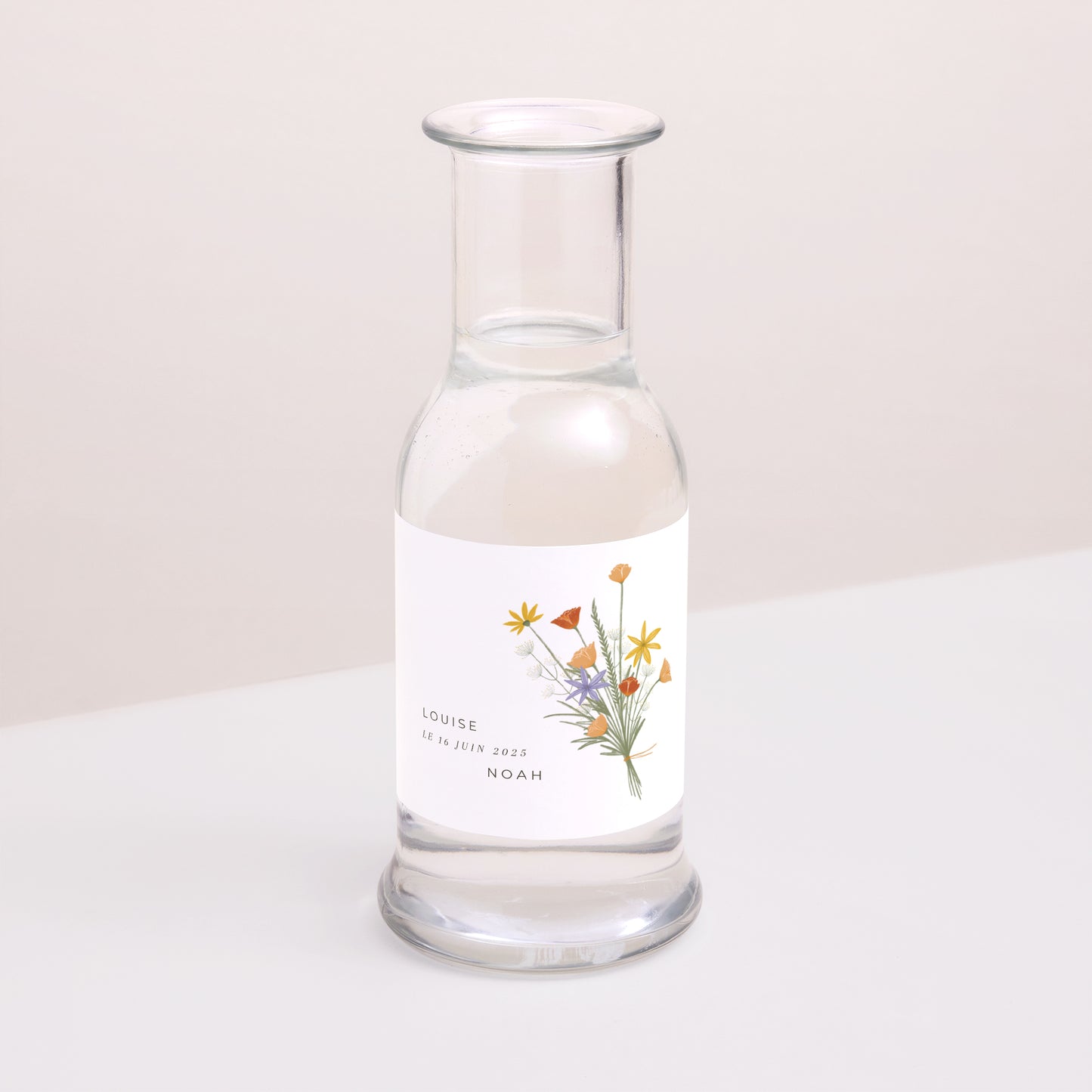 Etiquette bouteille Mariage Paysage Bouquet champêtre photo N° 2