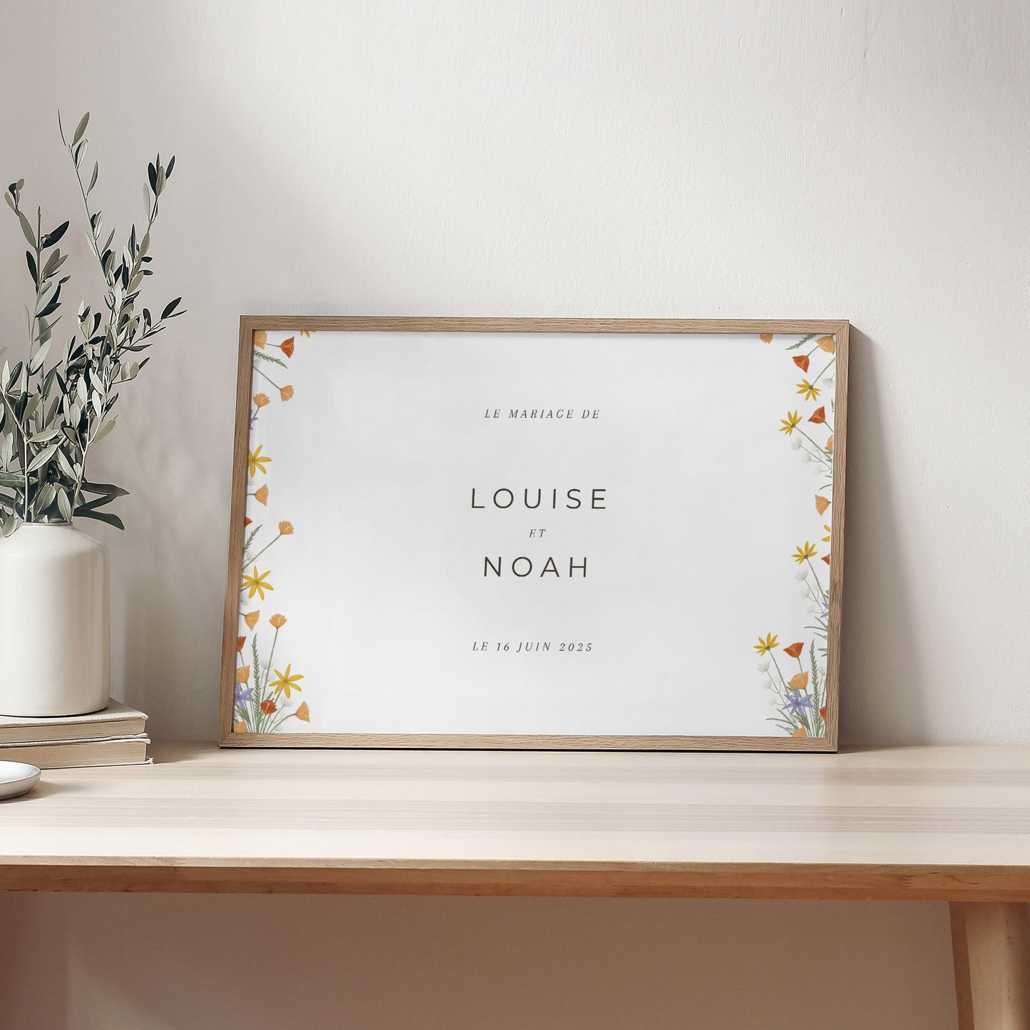 Panneau bienvenue Mariage Paysage 90 x 60 cm Bouquet champêtre photo N° 2