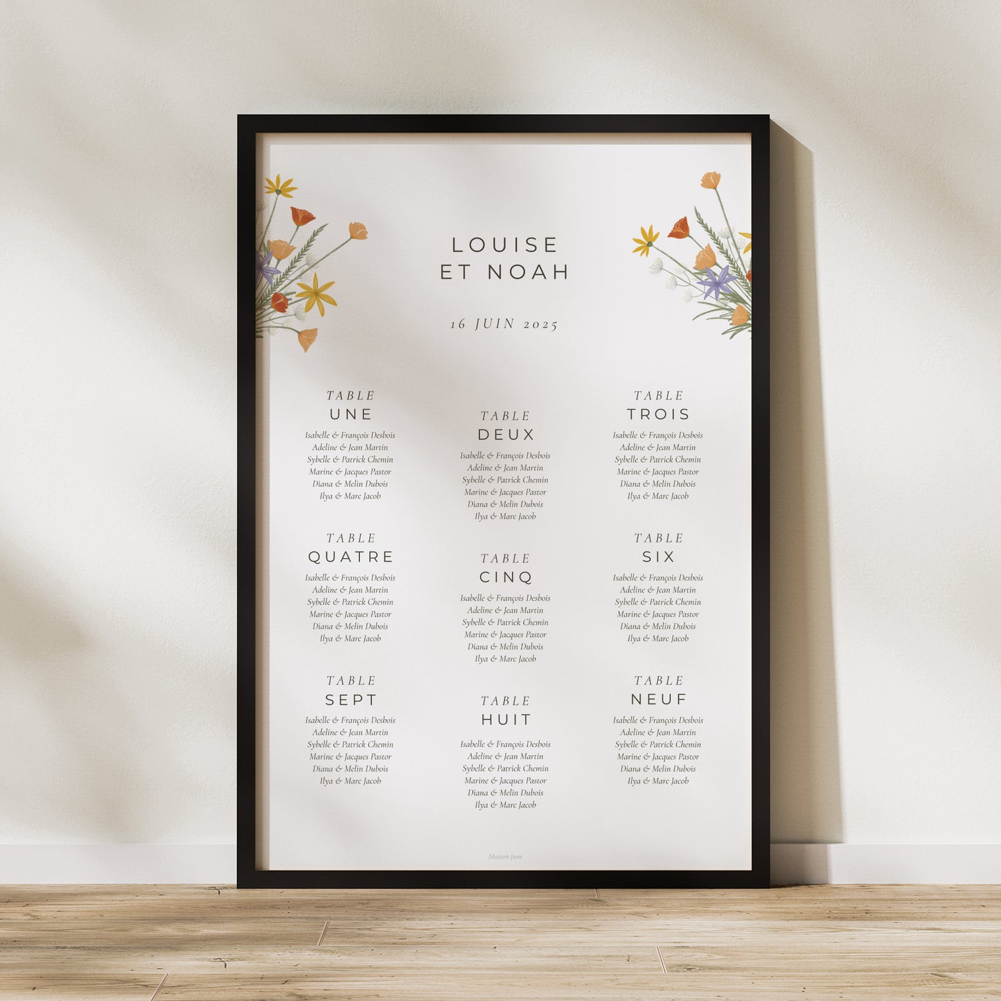 Plan de table Mariage Portrait Bouquet champêtre photo N° 1
