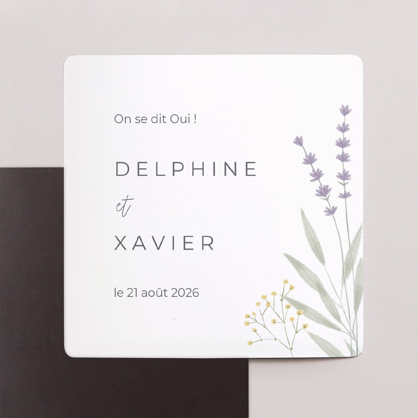 Save the date Mariage Lot de 9, magnétique Champêtre fleuri photo N° 1