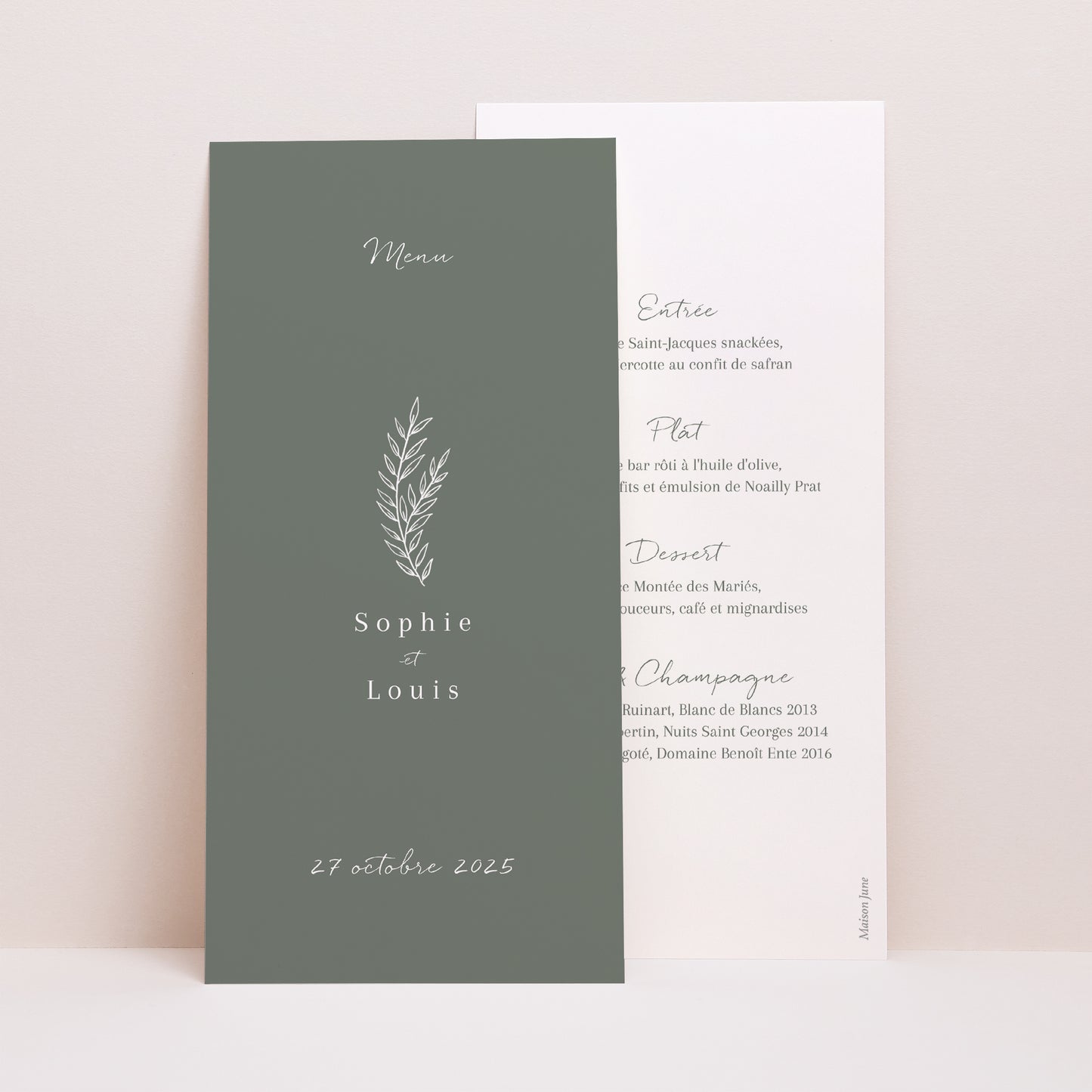 Menu Mariage Panoramique portrait Cadre floral photo N° 1