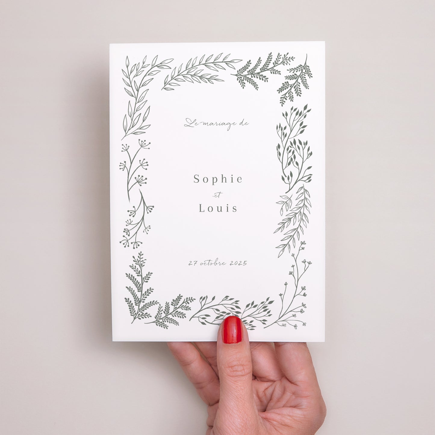 Faire-part Mariage Portrait Cadre floral photo N° 2