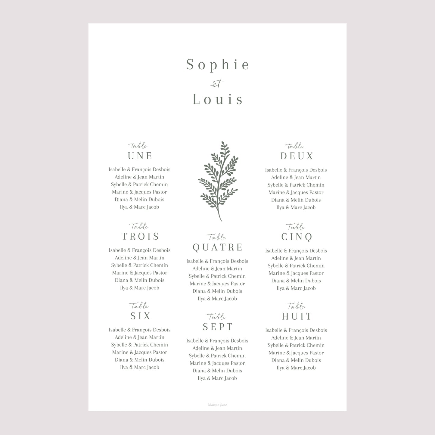 Plan de table Mariage Portrait Cadre floral photo N° 2