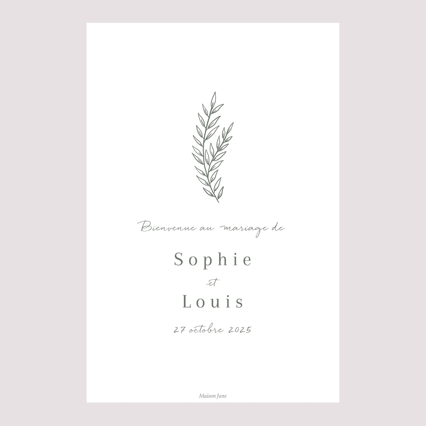 Panneau bienvenue Mariage Portrait 60 x 90 cm Cadre floral photo N° 2