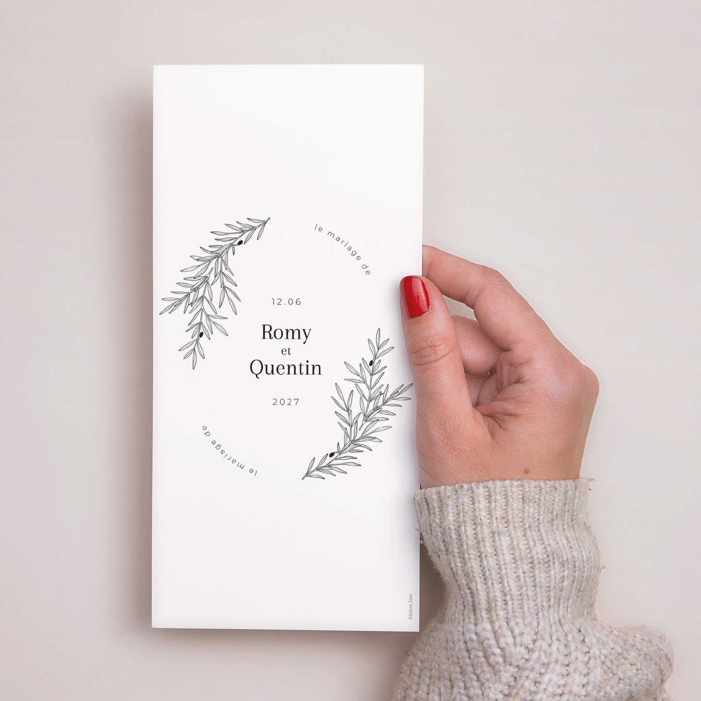 Menu Mariage Panoramique portrait Branche d'Olivier photo N° 3