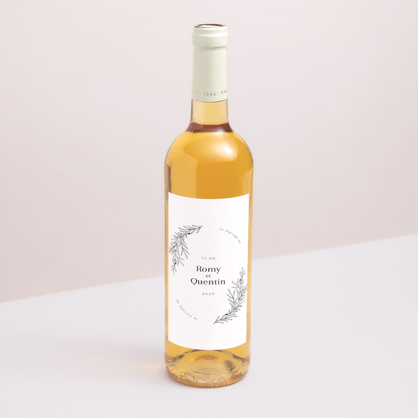 Etiquette bouteille Mariage Portrait Branche d'Olivier photo N° 1