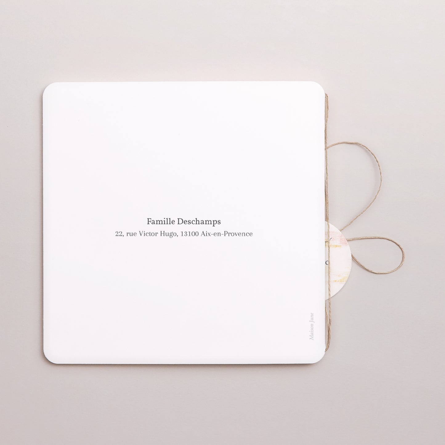 Faire-part Naissance Carré double volet, coins arrondis, étiquette ronde Vue sur Mer photo N° 3