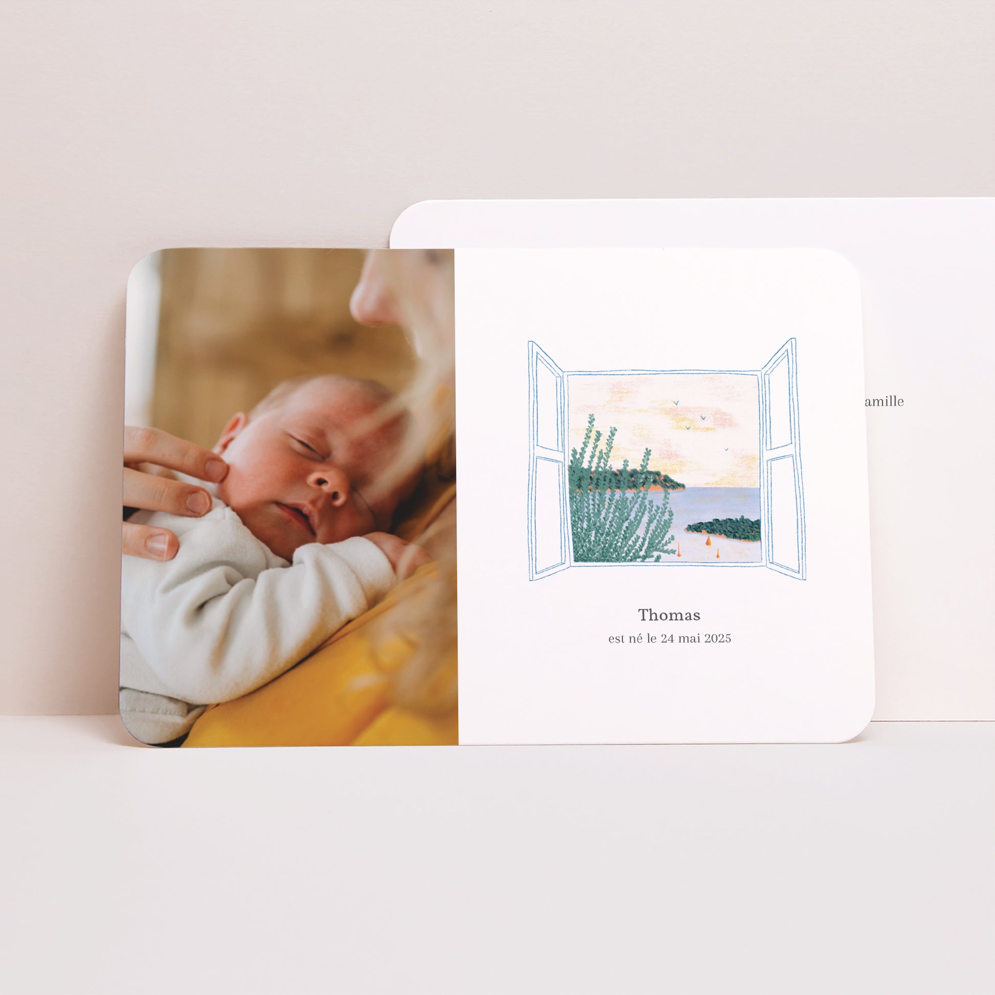 Faire-part Naissance Paysage, bords arrondis Vue sur Mer photo N° 1