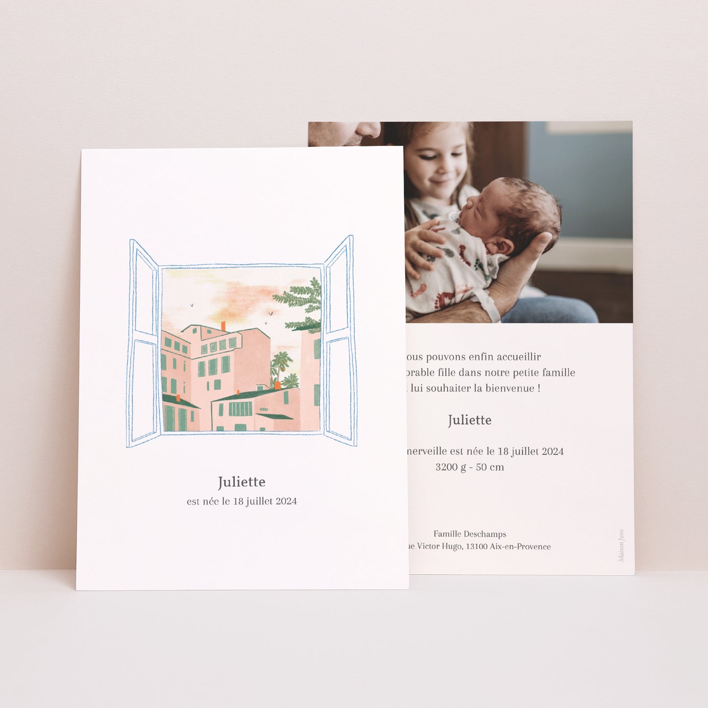 Faire-part Naissance Portrait Vue sur le monde photo N° 1