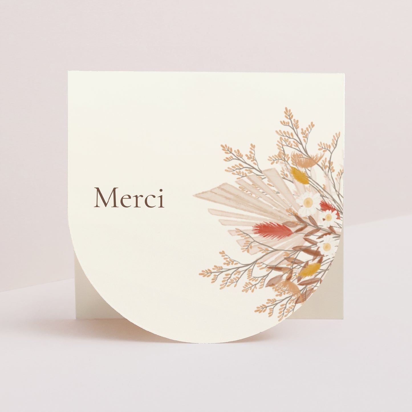 Remerciements Mariage Carré double volet demi-lune Bouquet Bohème photo N° 1