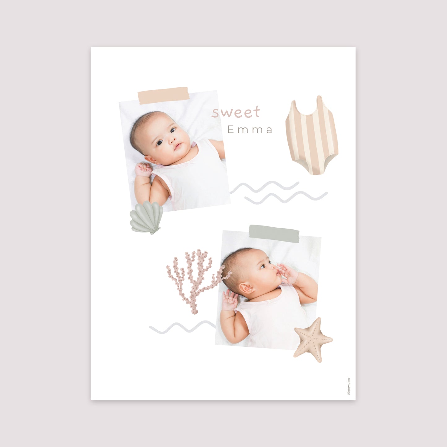 Affiche Naissance Portrait 30 x 40 cm Bullet journal Summer photo N° 2