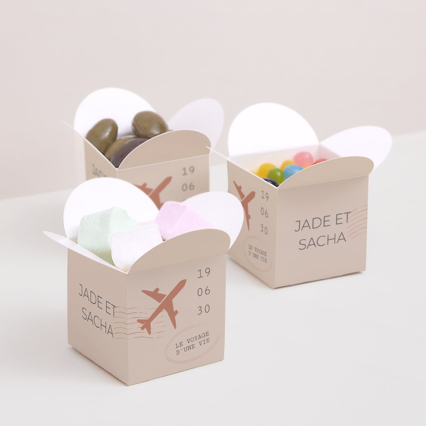 Boîte à dragées Mariage Ouverture papillon Le voyage d'une vie photo N° 3