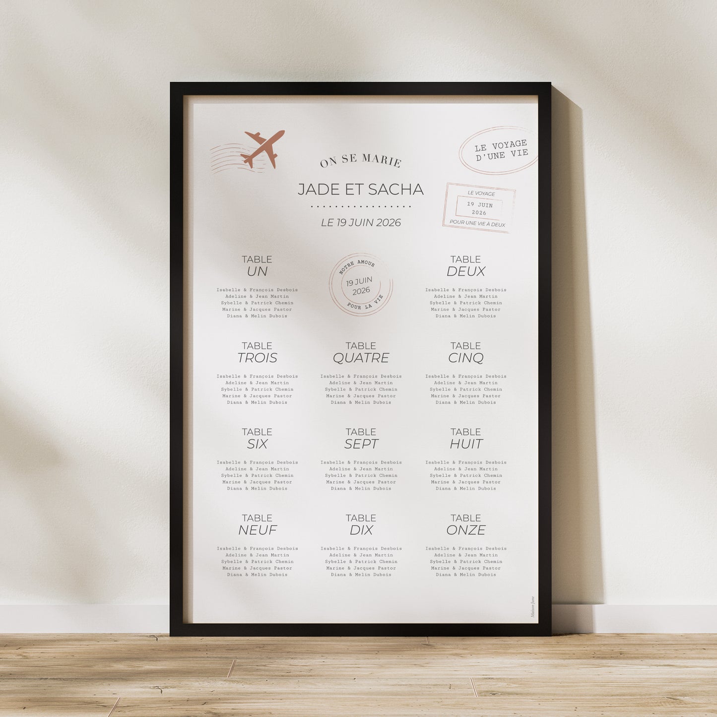 Plan de table Mariage Portrait 60 x 90 cm Le voyage d'une vie photo N° 1