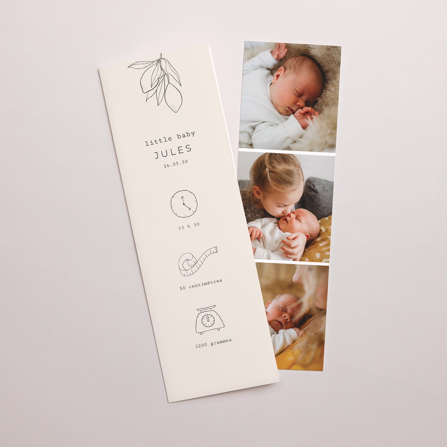 Faire-part Naissance Marque-page photo Bullet journal Herbier photo N° 1