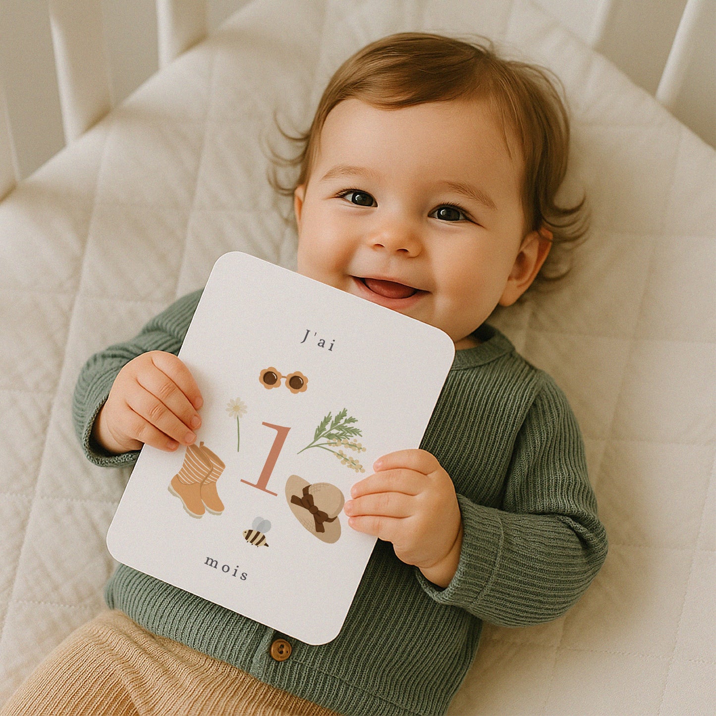 Carte étape bébé Naissance Lot de 12 Bullet journal Printemps photo N° 1