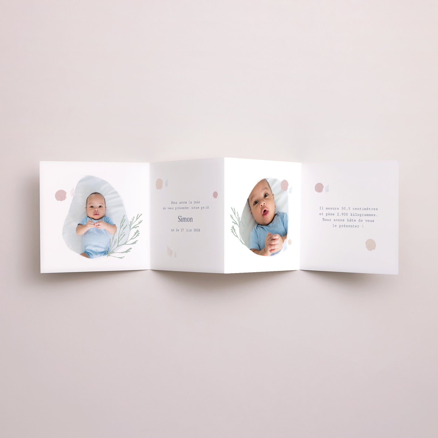 Faire-part Naissance Accordéon Petits pas au bord de l'eau photo N° 3