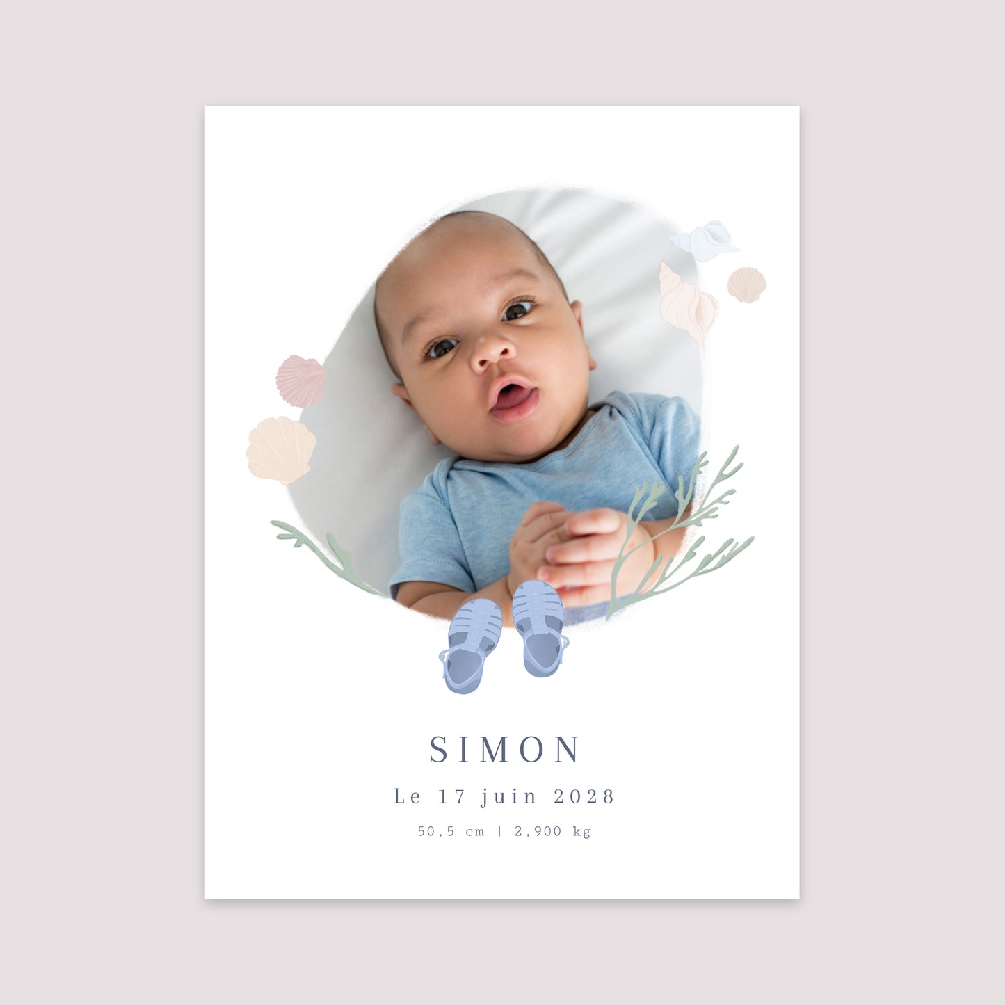 Affiche Naissance Portrait 30 x 40 cm Petits pas au bord de l'eau photo N° 2