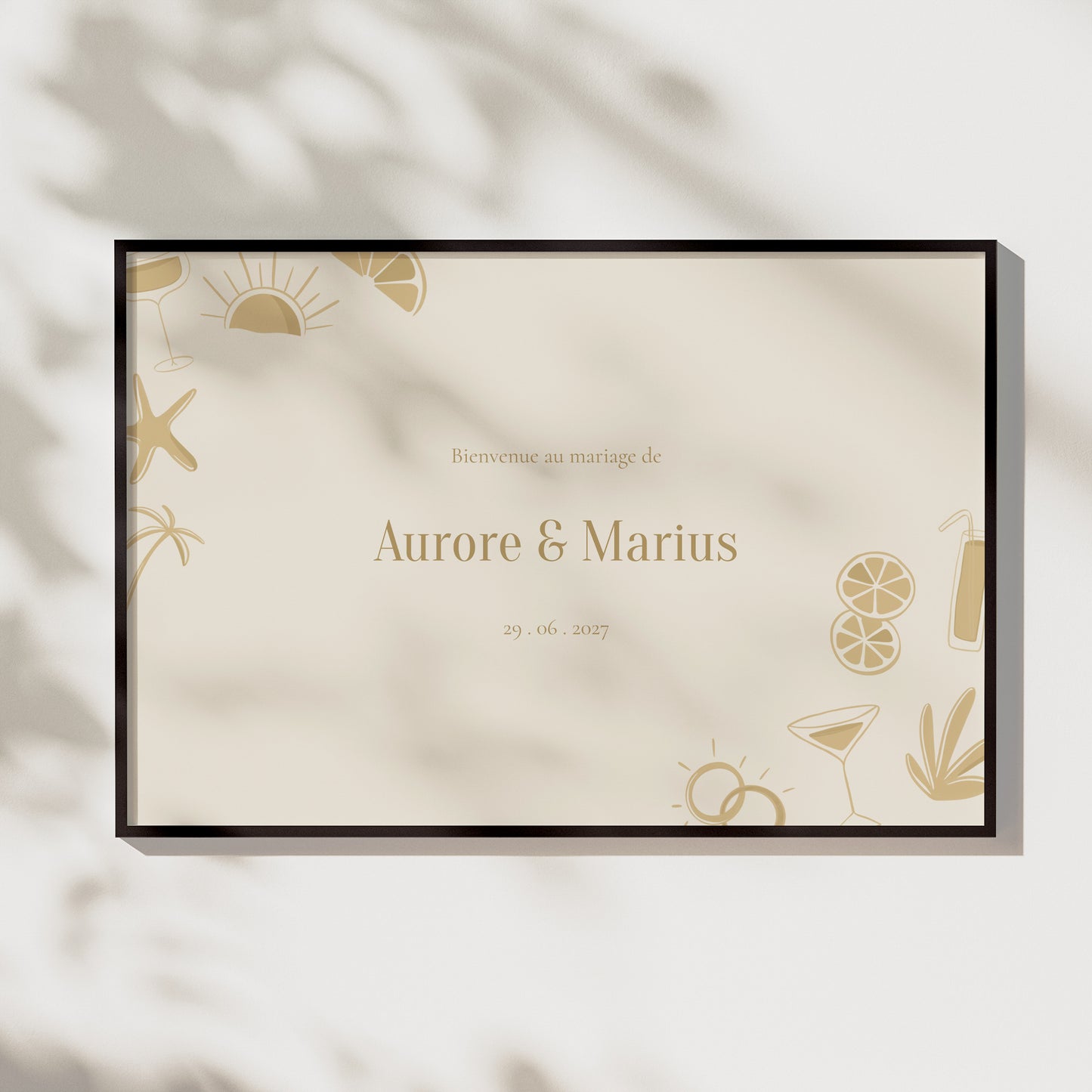 Panneau bienvenue Mariage Paysage 90 x 60 cm Sous le sunlight photo N° 1