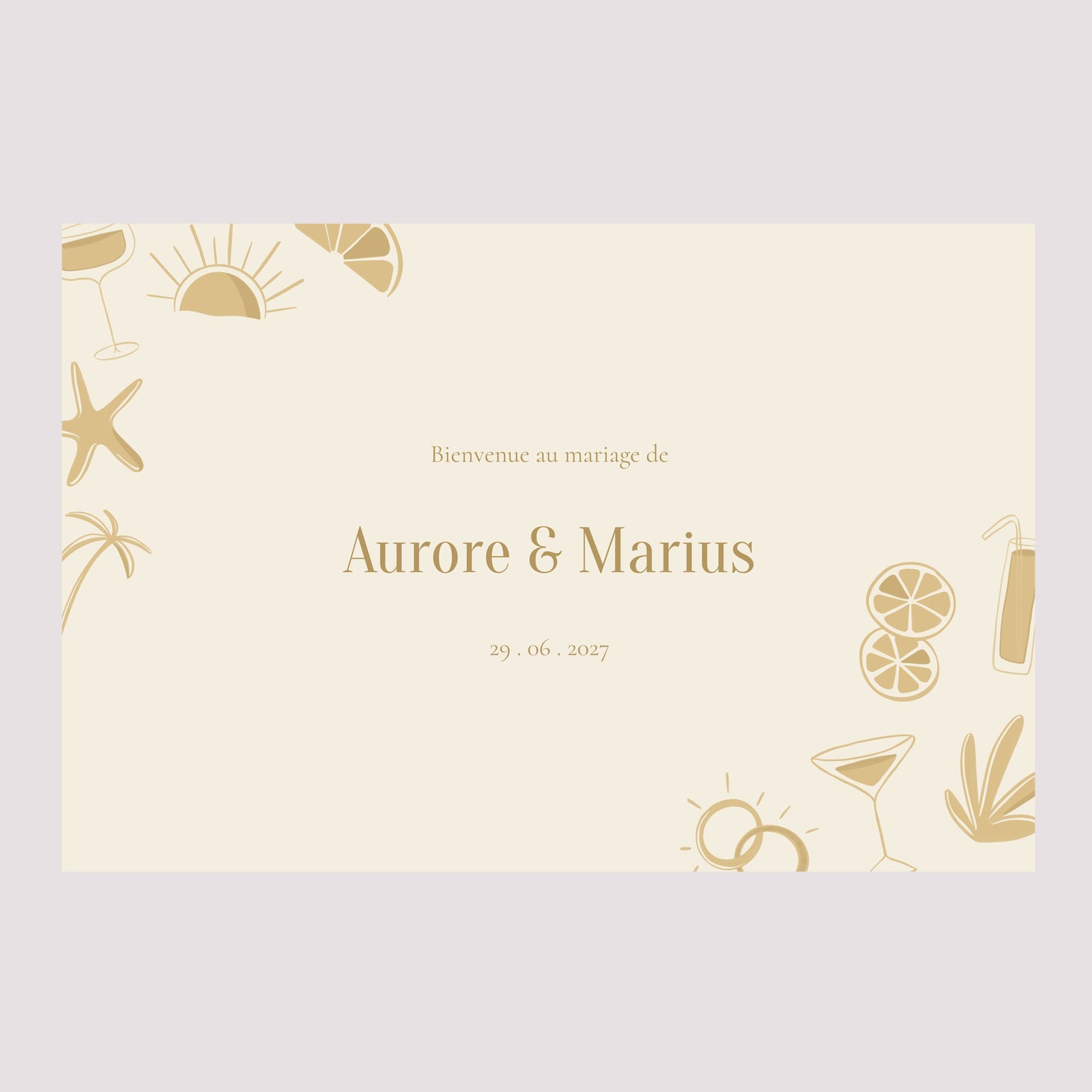 Panneau bienvenue Mariage Paysage 90 x 60 cm Sous le sunlight photo N° 2