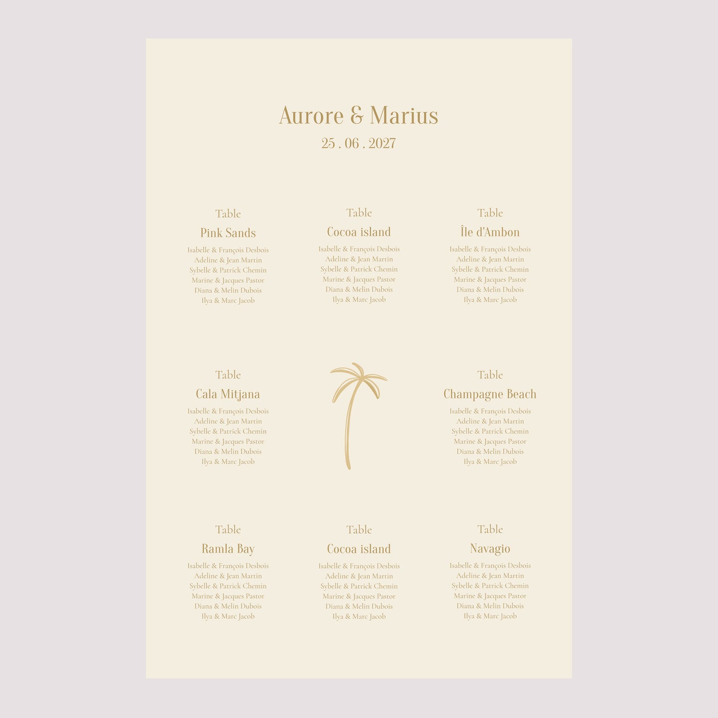 Plan de table Mariage Portrait Sous le sunlight photo N° 2