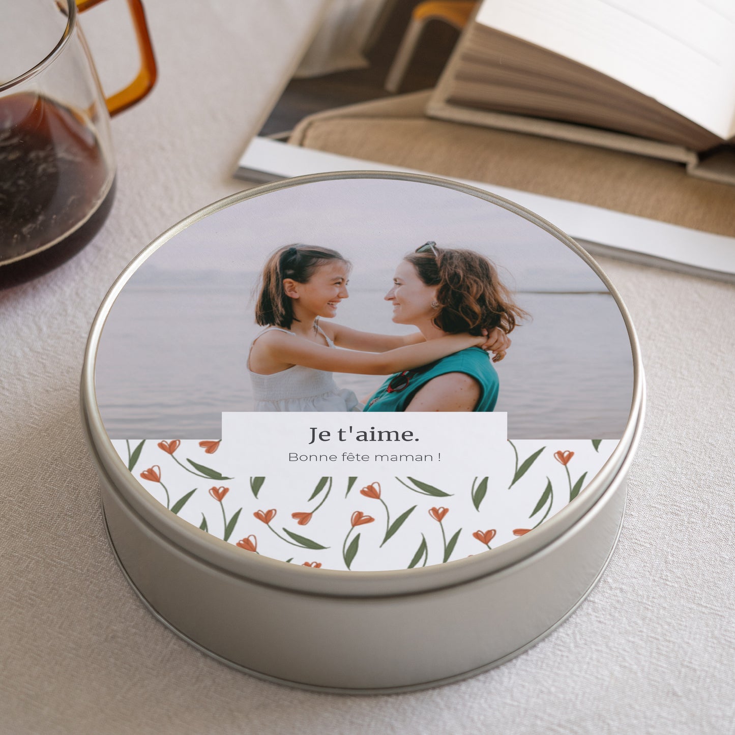 Boite métallique Objets Ronde Tulipes photo N° 1