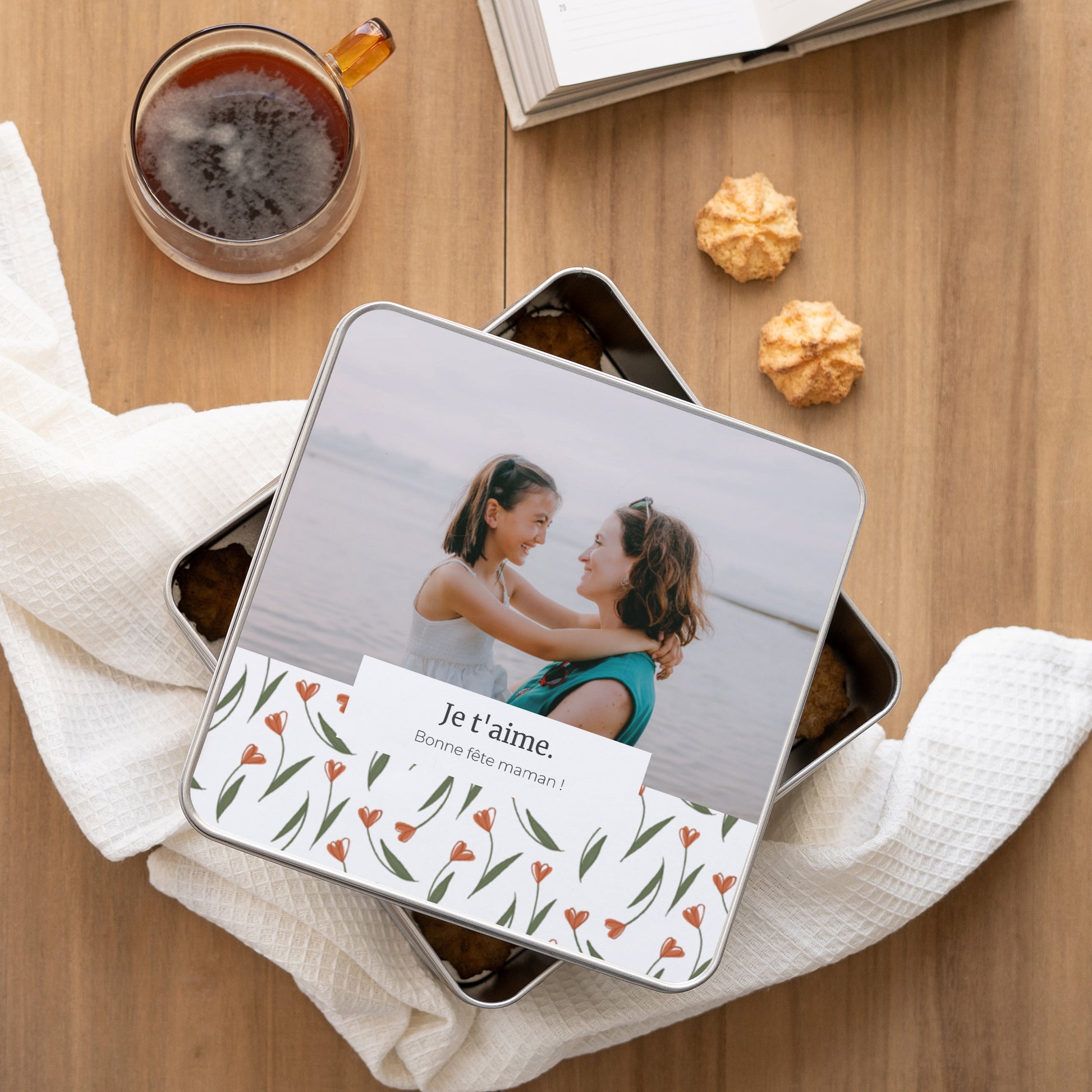 Boite métallique Objets Carrée Tulipes photo N° 1