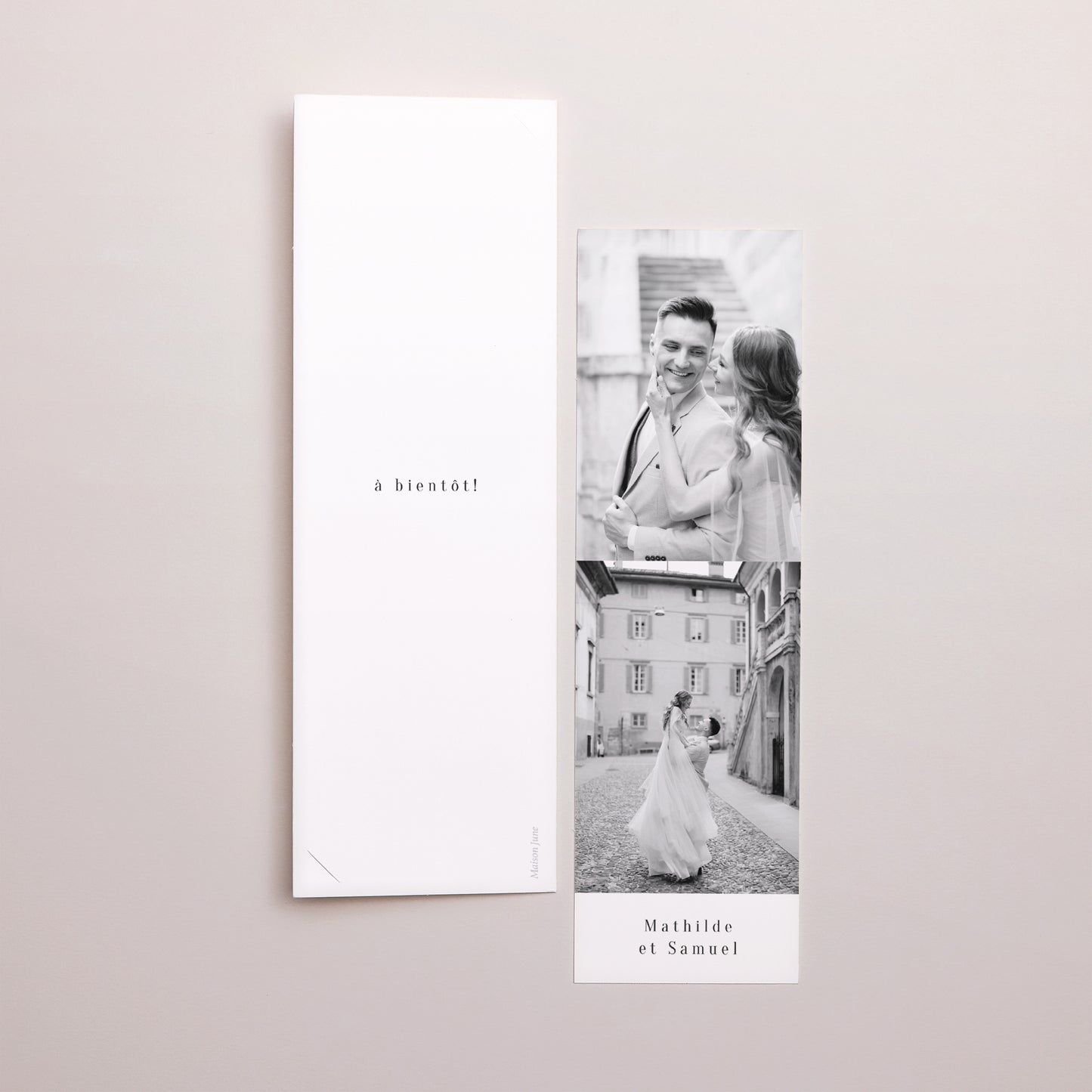 Remerciements Mariage Marque-page photo Encadré fleuri doré photo N° 3