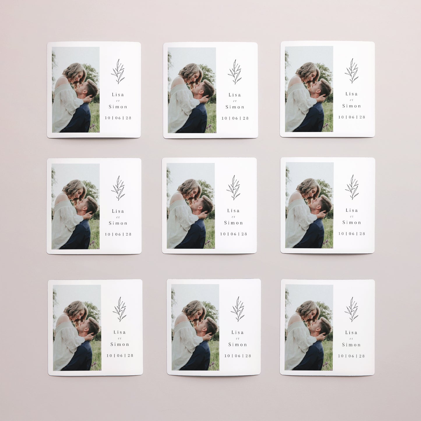 Save the date Mariage Lot de 9, magnétique Brin épuré photo N° 3
