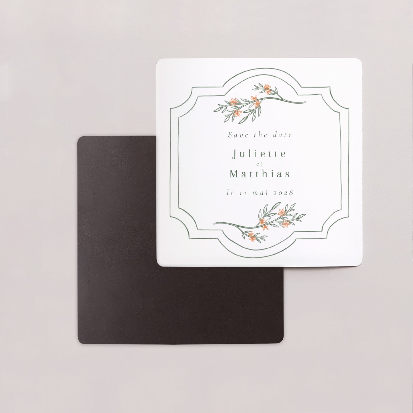 Save the date Mariage Lot de 9, magnétique Encadré végétal II photo N° 2