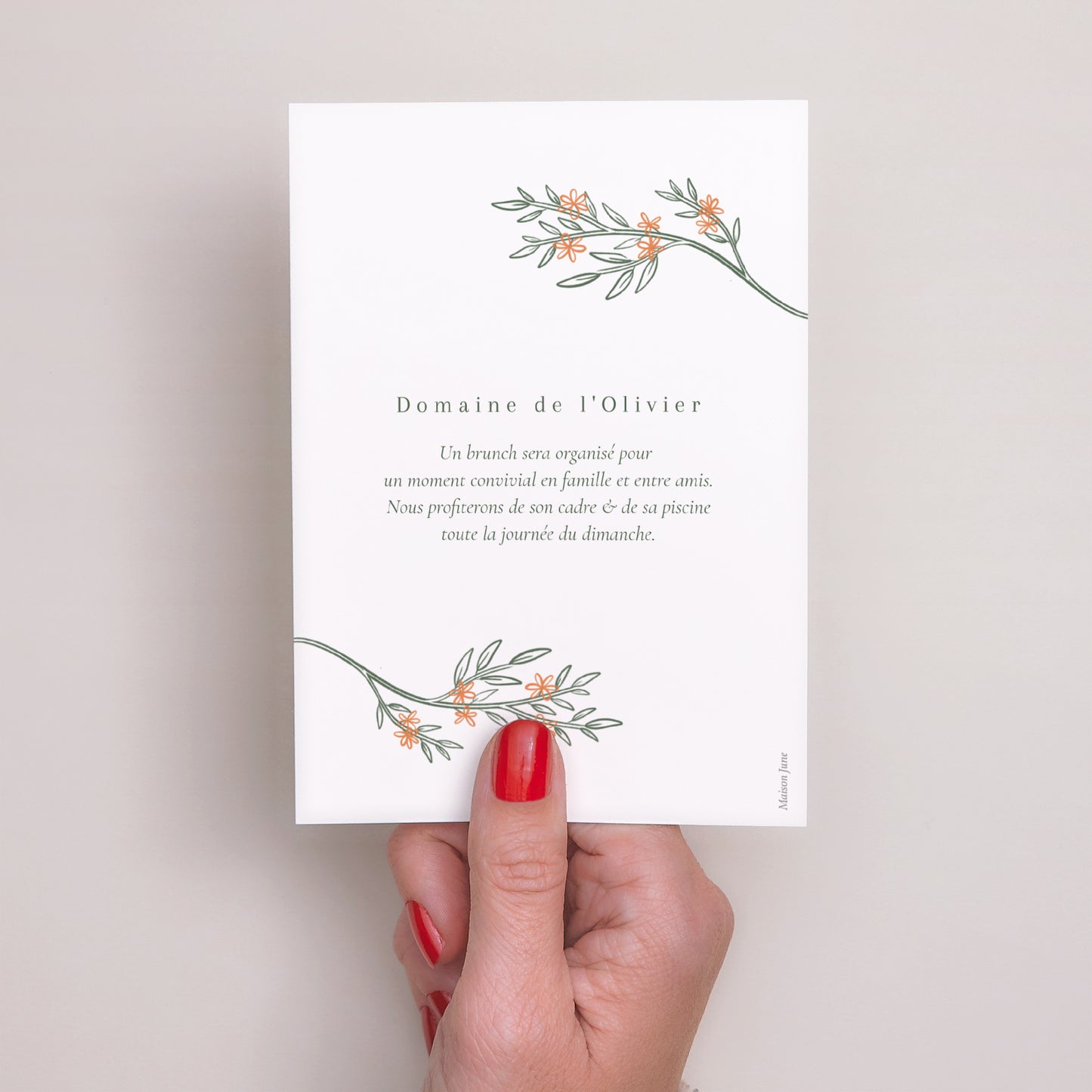 Invitations Mariage Portrait Encadré végétal II photo N° 3