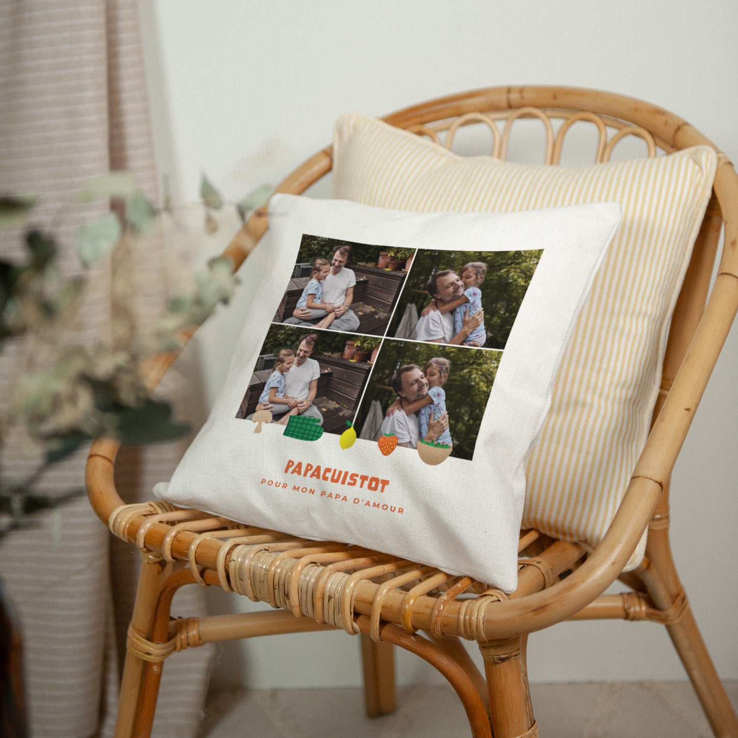 Coussin Objets Beige naturel Papa cuistot photo N° 2