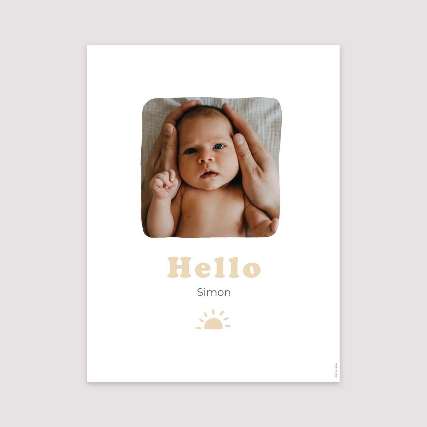 Affiche Naissance Portrait 30 x 40 cm Motif soleil dorure photo N° 2