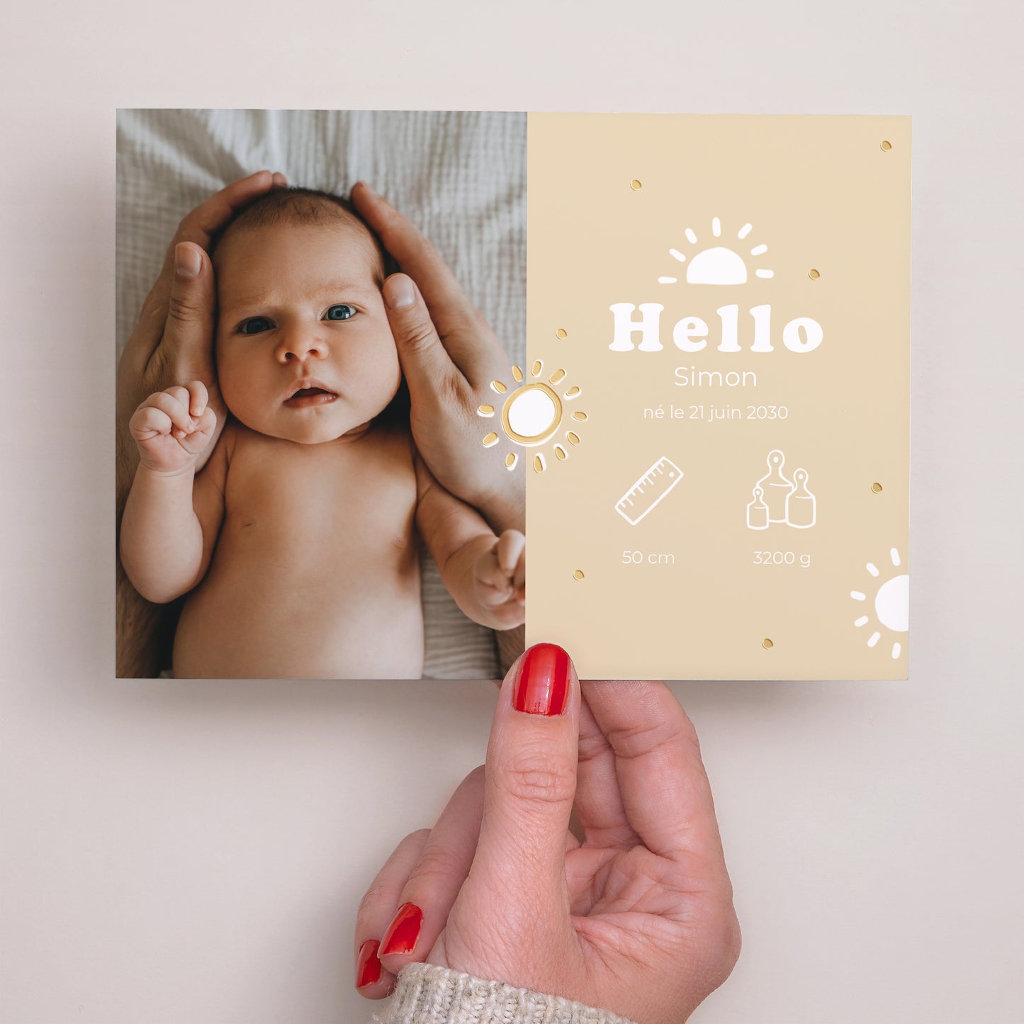 Faire-part Naissance Paysage Motif soleil dorure photo N° 3