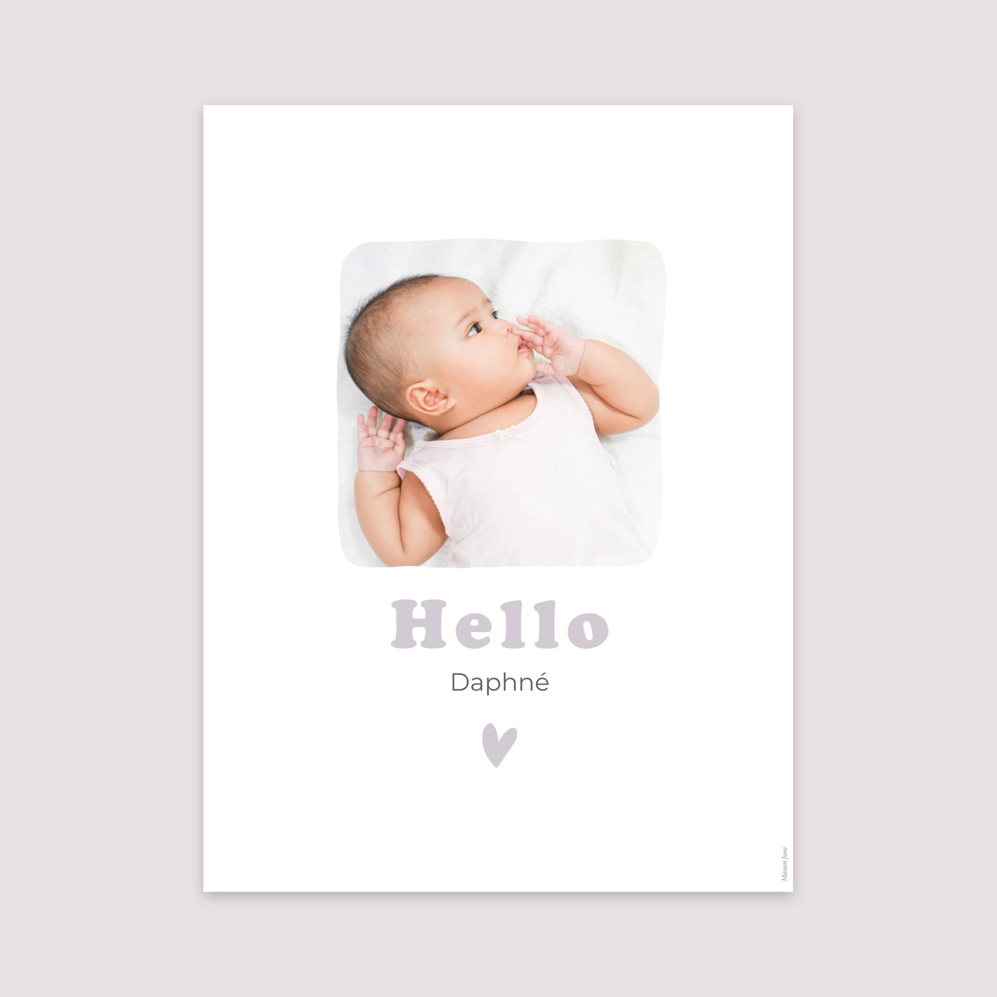 Affiche Naissance Portrait 30 x 40 cm Motif cœur dorure photo N° 2